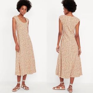 New Old Navy Fit & Flare Midi Dress Cheetah Casual Neutral Animal Print Small